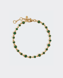 soru green crysal tennis bracelet with an organic finis set in gold plated silver