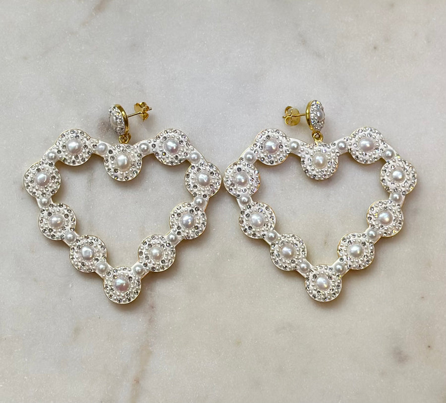 Sample Sale/31 - Pearl Party Heart Earrings