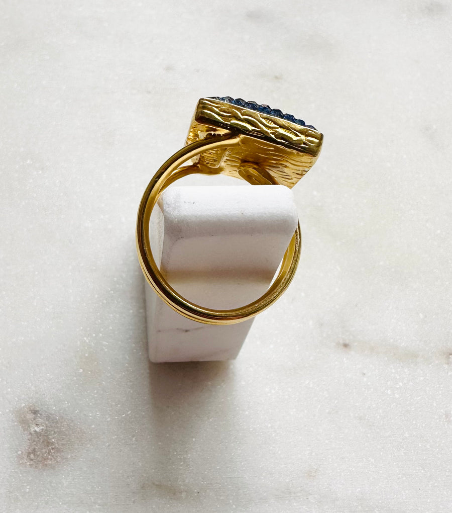 Sample Sale/15 - Coral & Blue Square Ring