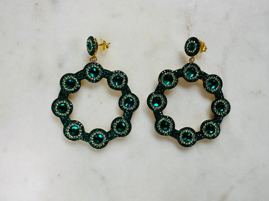 Sample Sale/28 - Emerald Green Hoop Earrings