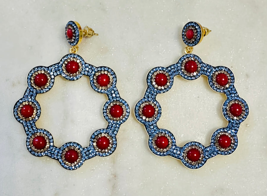 Sample Sale/52 Blue & Red Hoop Earrings