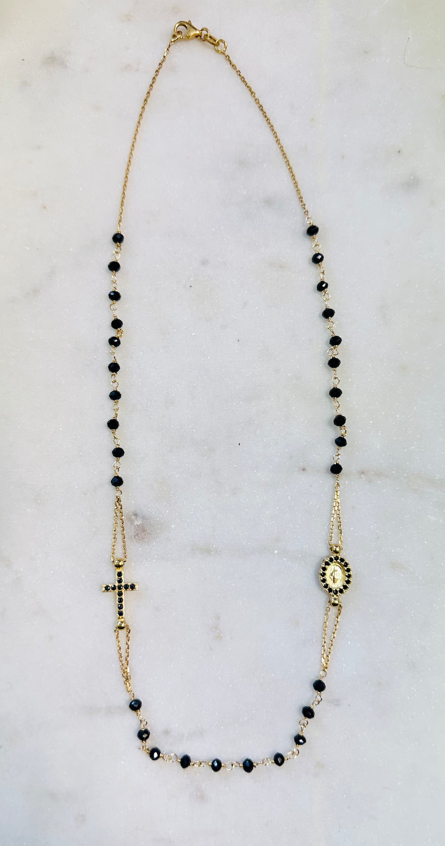 Sample Sale/51 Black Beaded Rosary Necklace