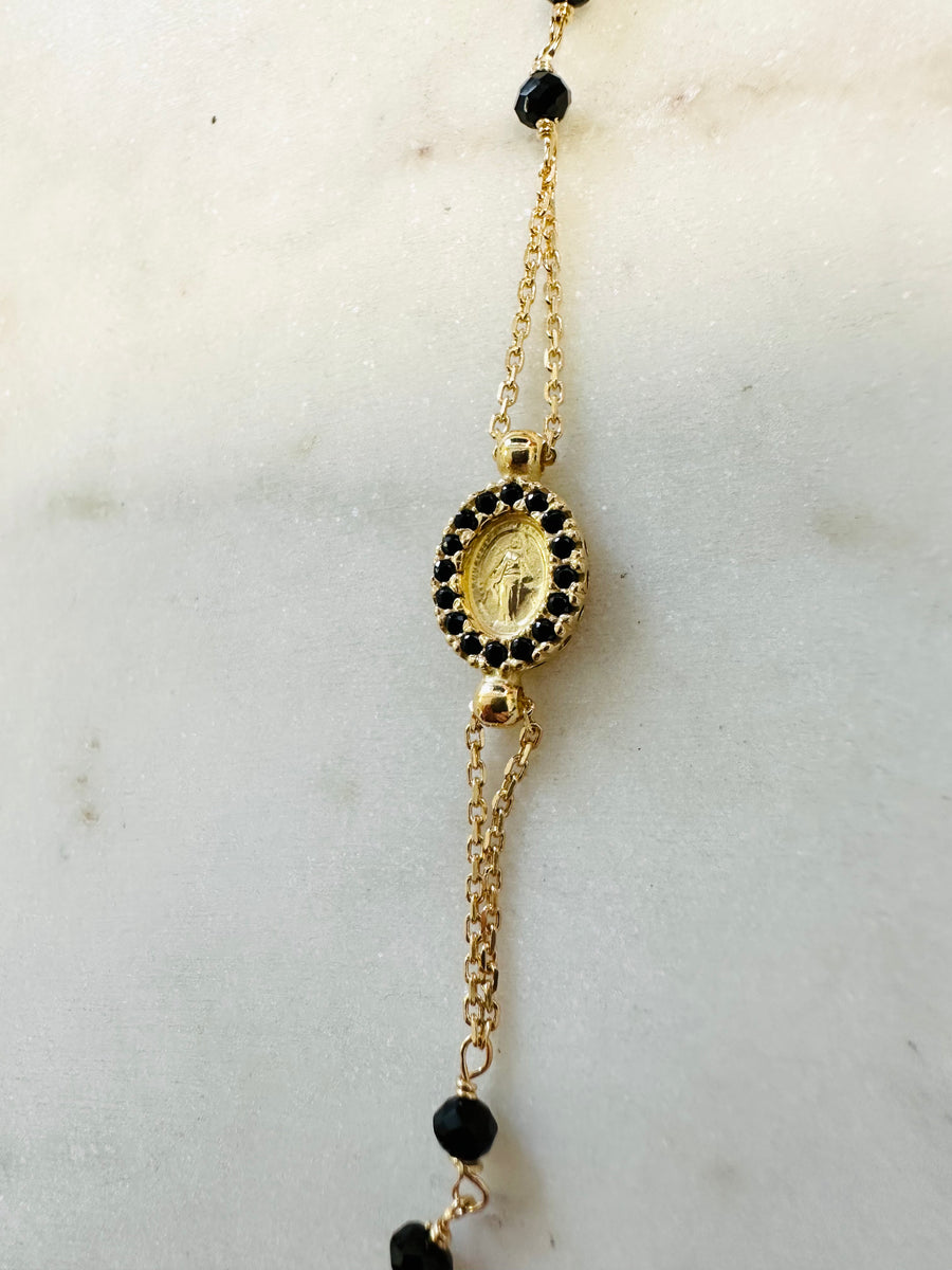Sample Sale/51 Black Beaded Rosary Necklace