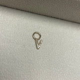SAMPLE SALE 14k Diamond Letter  V  Charm