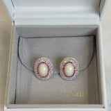 AUTUMN 26 SAMPLE SALE Pearl and Pink Crystal Stud Earrings 27