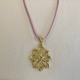 AUTUMN 26 SAMPLE SALE Pink Cord Necklace with Flower Pendant 33