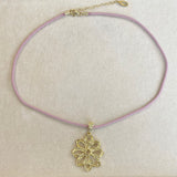 AUTUMN 26 SAMPLE SALE Pink Cord Necklace with Flower Pendant 33