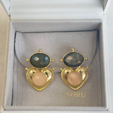AUTUMN 26 SAMPLE SALE Labradorite and Rose Heart Earrings 39