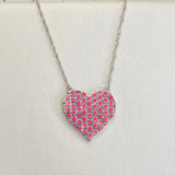 AUTUMN 26 SAMPLE SALE Silver Pink Heart Necklace 49