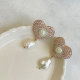 AUTUMN 26 SAMPLE SALE Heart Pearl Drop Earrings 42