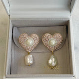 AUTUMN 26 SAMPLE SALE Heart Pearl Drop Earrings 42