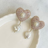 AUTUMN 26 SAMPLE SALE Heart Pearl Drop Earrings 41