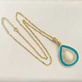 AUTUMN 26 SAMPLE SALE Pearl and Turquoise Pendant Necklace 72