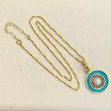 AUTUMN 26 SAMPLE SALE Round Pearl and Turquoise Pendant Necklace 73