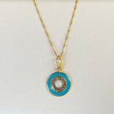 AUTUMN 26 SAMPLE SALE Round Pearl and Turquoise Pendant Necklace 73