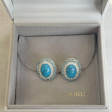 AUTUMN 26 SAMPLE SALE Turquoise and Crystal Stud Earrings 80