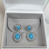 AUTUMN 26 SAMPLE SALE Turquoise and Crystal Drop Earrings 87
