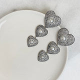 AUTUMN 26 SAMPLE SALE Statement Silver Crystal Heart Drop Earrings 88