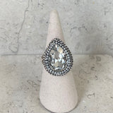 AUTUMN 26 SAMPLE SALE Silver Teardrop Crystal Ring 92
