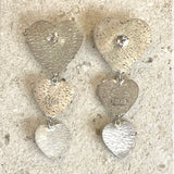 AUTUMN 26 SAMPLE SALE Statement Silver Crystal Heart Drop Earrings 95