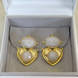 AUTUMN 26 SAMPLE SALE Moonstone Heart Earrings 210