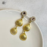 AUTUMN 26 SAMPLE SALE Gold Shell Drop Earrings 201