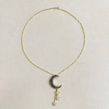 AUTUMN 26 SAMPLE SALE Crescent Moon and Stars Pendant Necklace 216