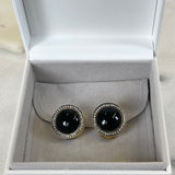 AUTUMN 26 SAMPLE SALE Onyx and Crystal Clip On Stud Earrings 227