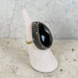 AUTUMN 26 SAMPLE SALE Teardrop Onyx and Crystal Ring 224