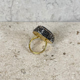 AUTUMN 26 SAMPLE SALE Teardrop Onyx and Crystal Ring 224