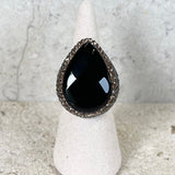 AUTUMN 26 SAMPLE SALE Teardrop Onyx and Crystal Ring 224