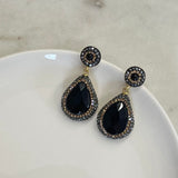 AUTUMN 26 SAMPLE SALE Onyx and Crystal Drop Earrings 225