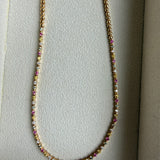 SAMPLE SALE 14k Solid Gold Sapphire & Diamond Tennis Necklace