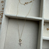 SAMPLE SALE 14k Solid Gold Diamond Cross Pendant Necklace