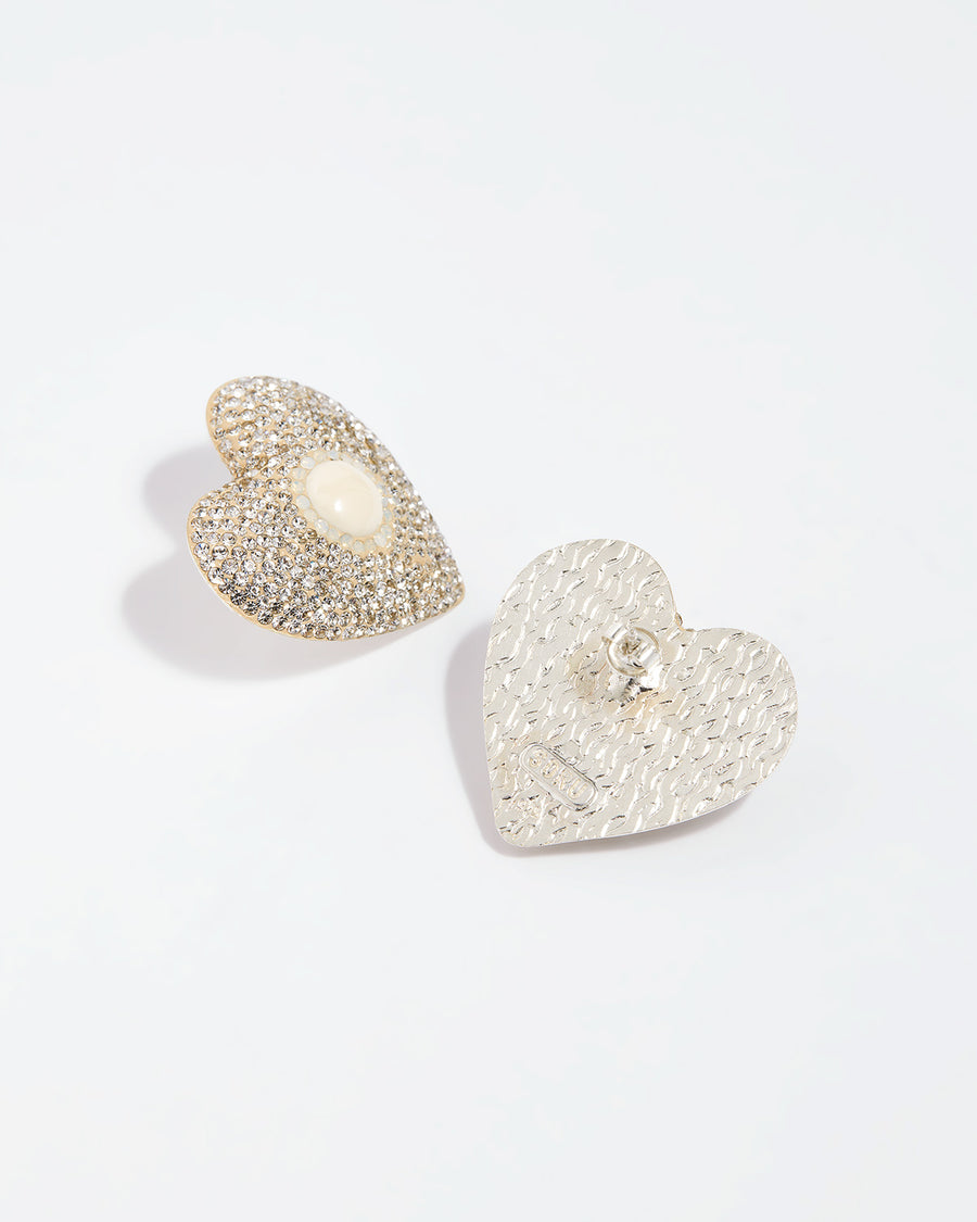 large heart stud earrings shown from the front and back on white background