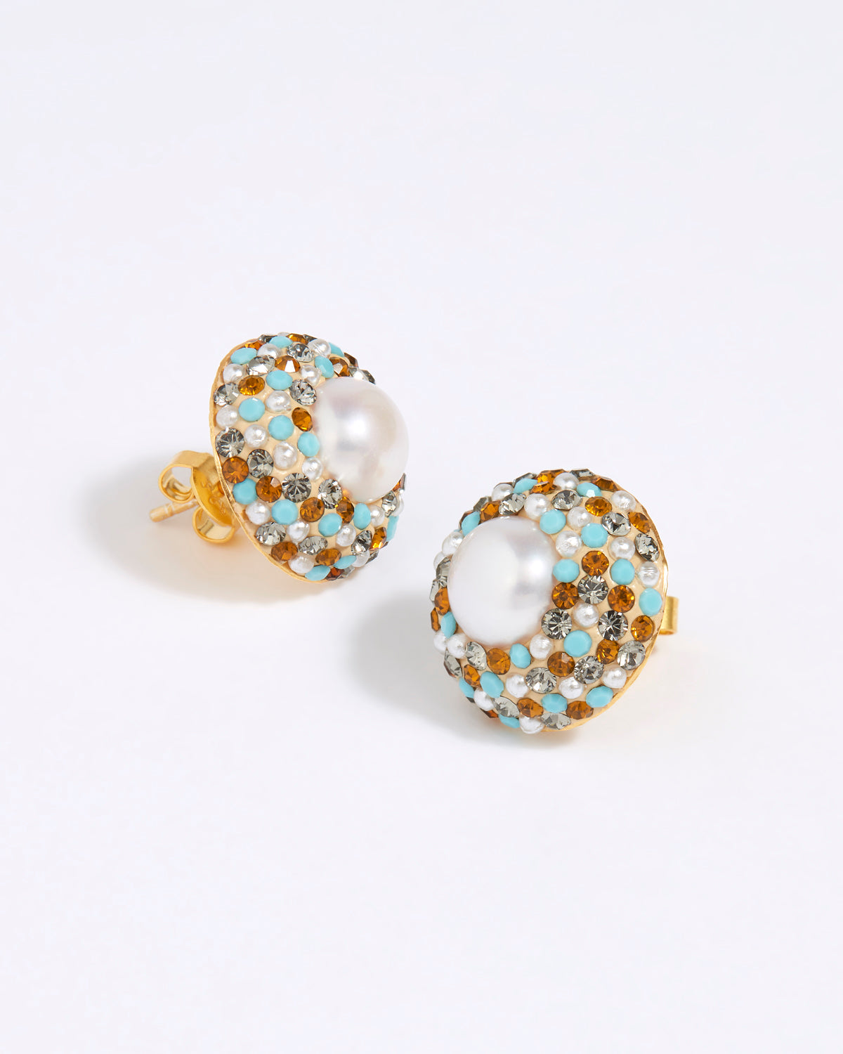Mosaic Pearl Stud Earrings