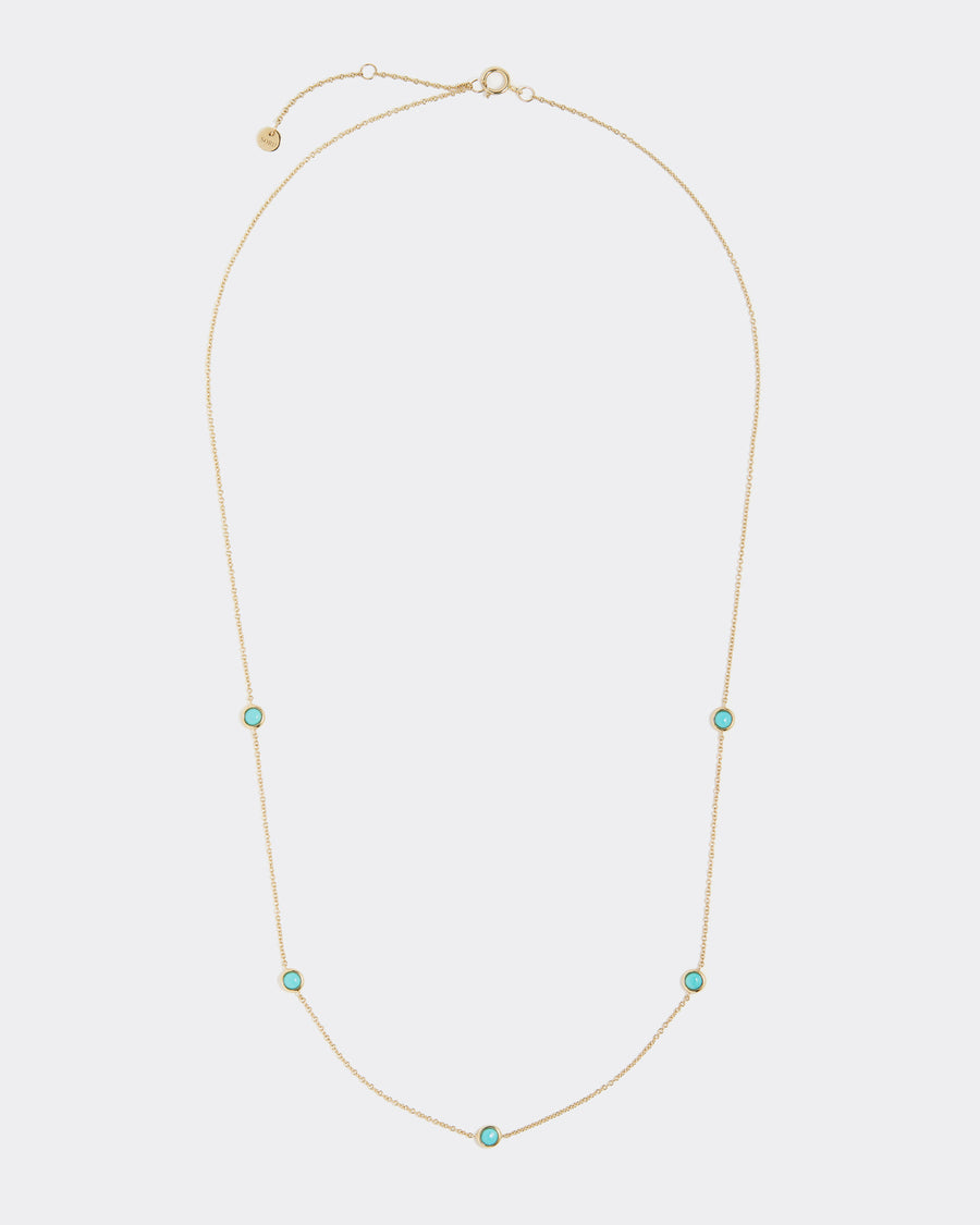 Soru Jewellery turquoise station and gold necklace product shot
