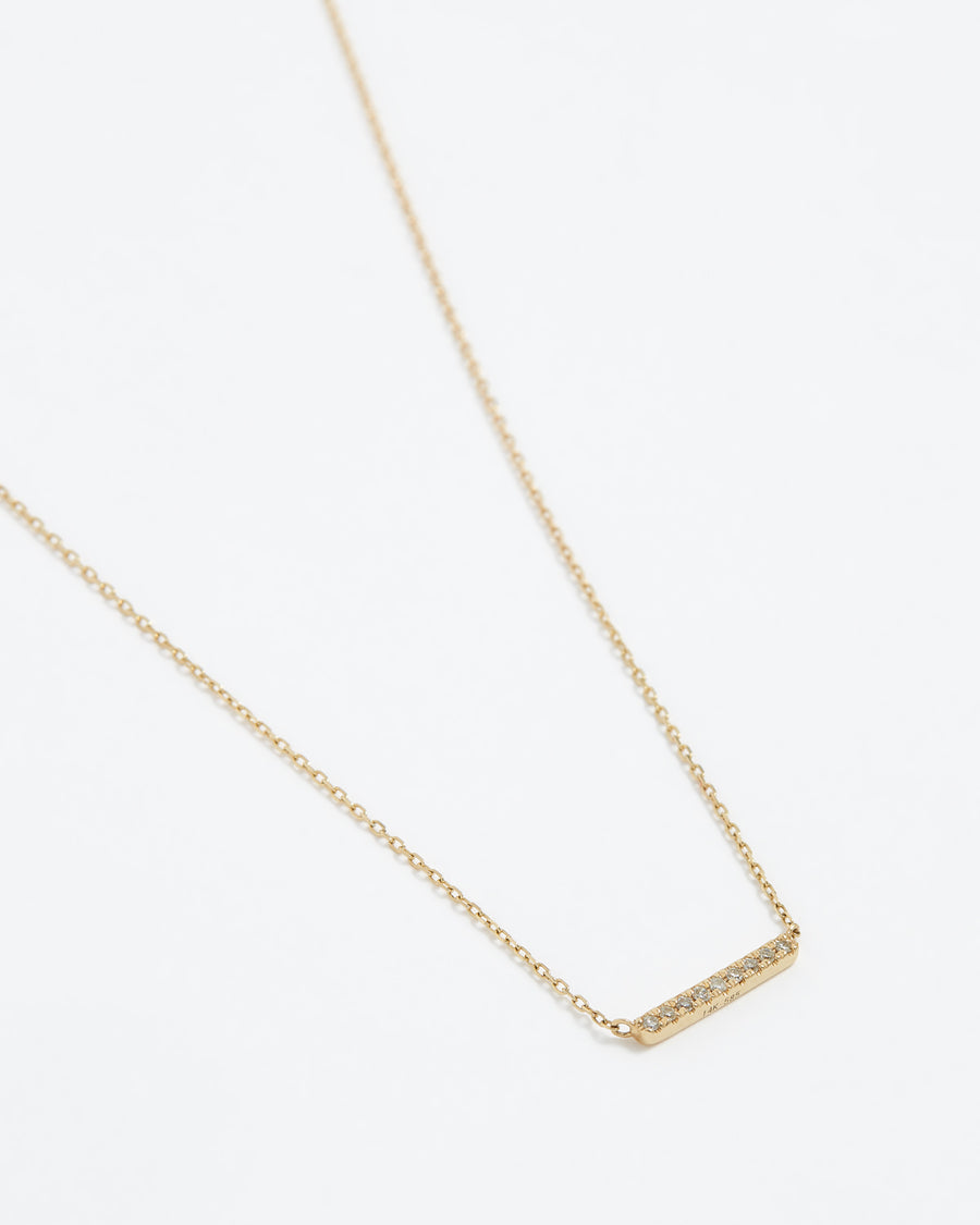 Soru Jewellery diamond bar necklace close up product shot 