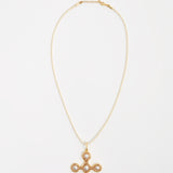 pearl and gold gemstone pendant cross necklace on cord