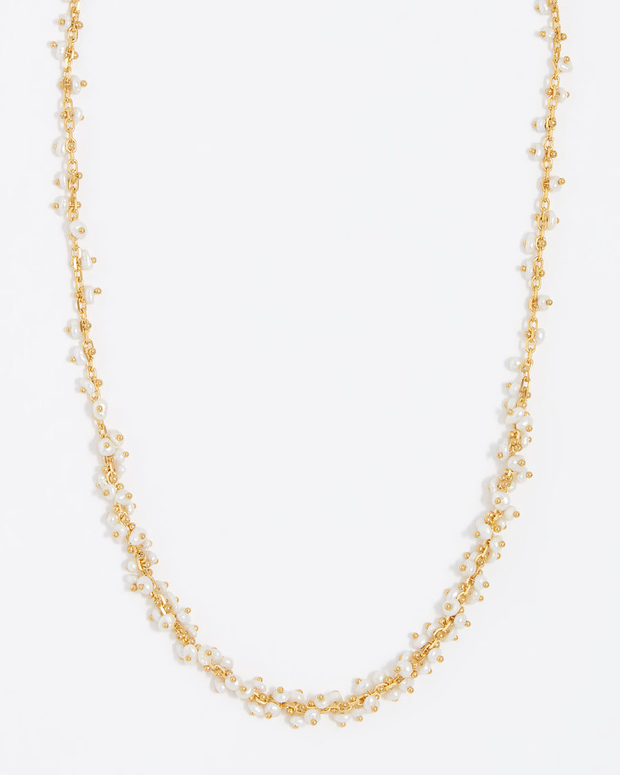 product shot image of soru jewellery gold necklace with pearl intertwined