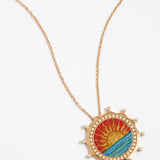 soru jewellery micro mosaic and diamond gold sunset pendant necklace 