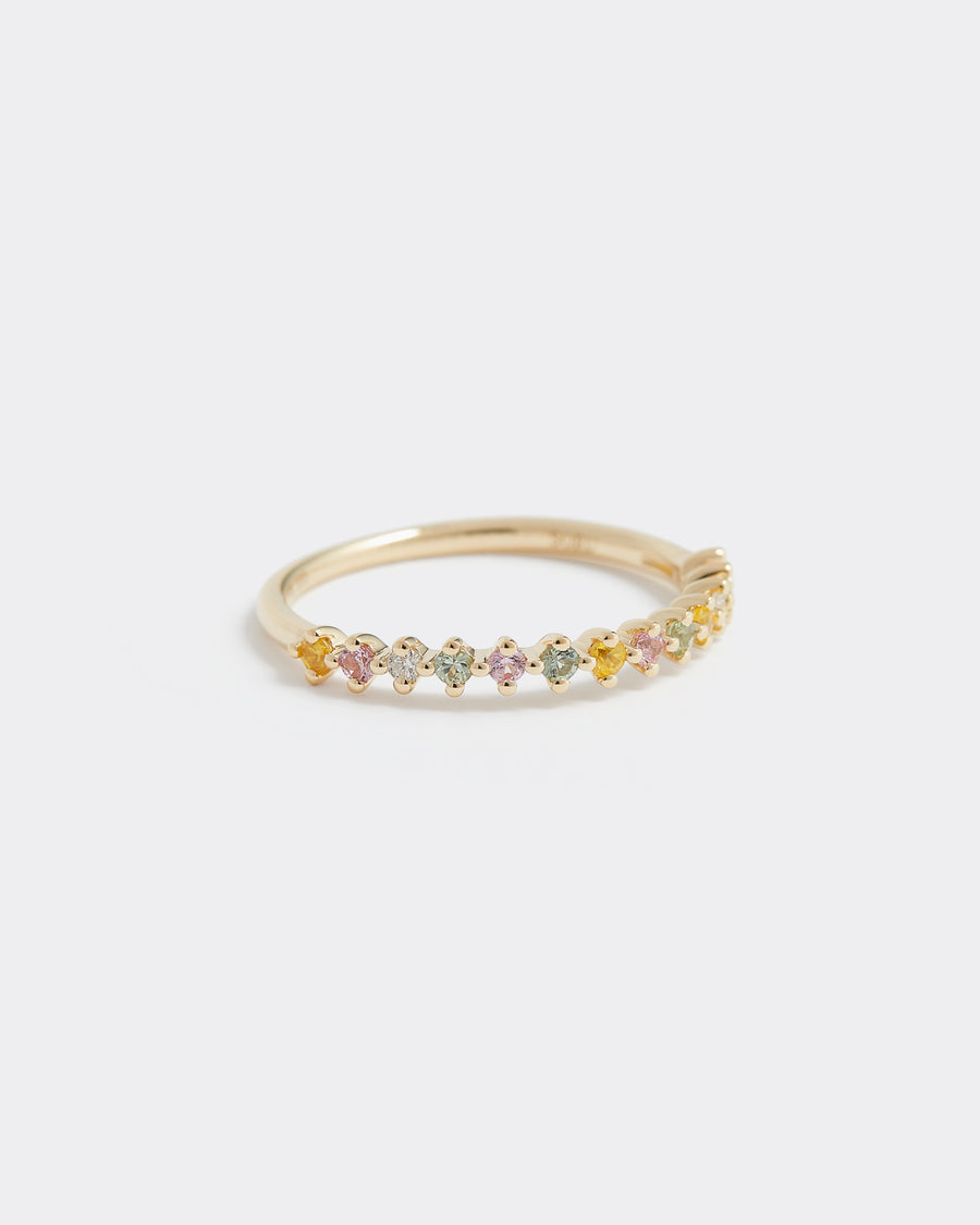 Soru Jewellery multi coloured sapphire and diamond gold ring product shot details