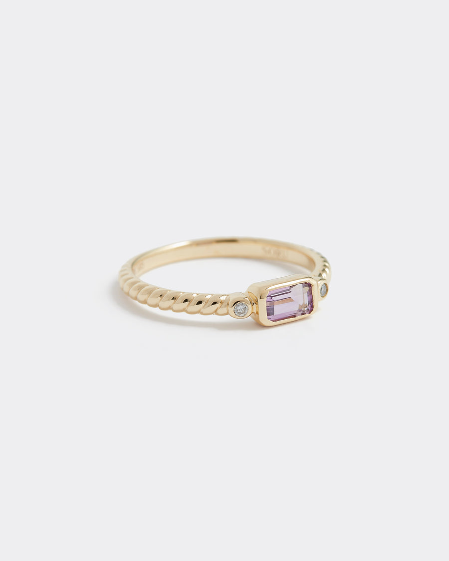 Soru Jewellery pink amethyst and diamond ring product shot