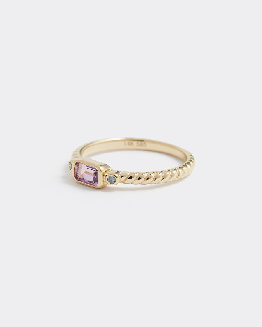 Soru Jewellery pink amethyst and diamond ring product shot 