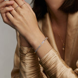  Soru Jewellery multi coloured sapphire and diamond ring shown on models hand 