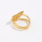image shows reverse of Aruba sunrise ring with gold adjustable band 