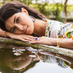 SORU JEWELLERY BLUE LAPIS SQUARE RING WITH ADJUSTABLE BAND