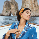 soru jewellery gold fossil pendant necklace worn on the model