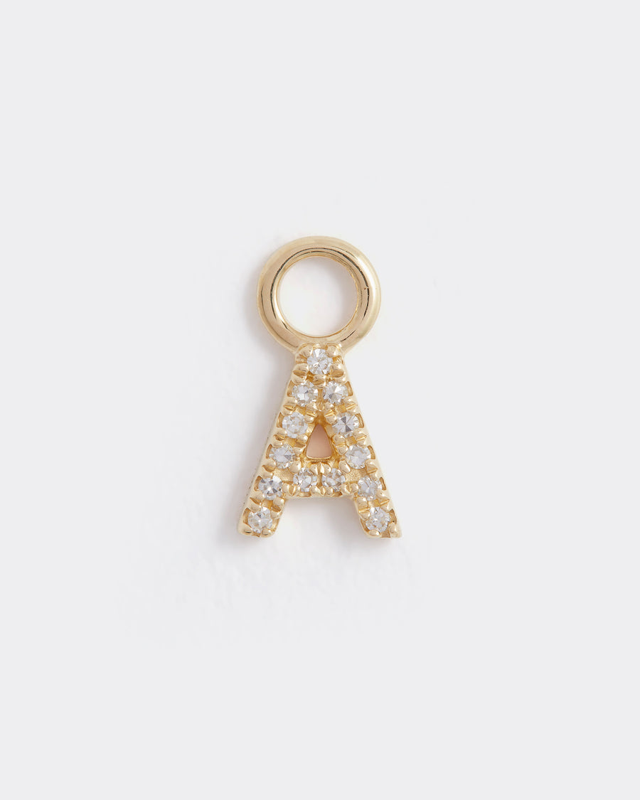 letter A gold and diamond charm