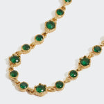 soru green crysal tennis bracelet with an organic finis set in gold plated silver